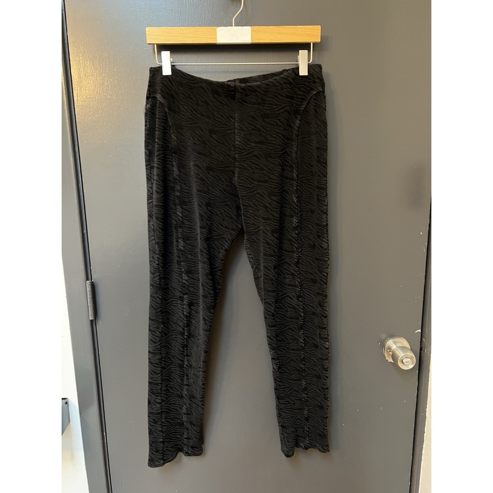 Cut Loose Women Pants Sz M Black Animal Print Pull On Elastic Waist Casual